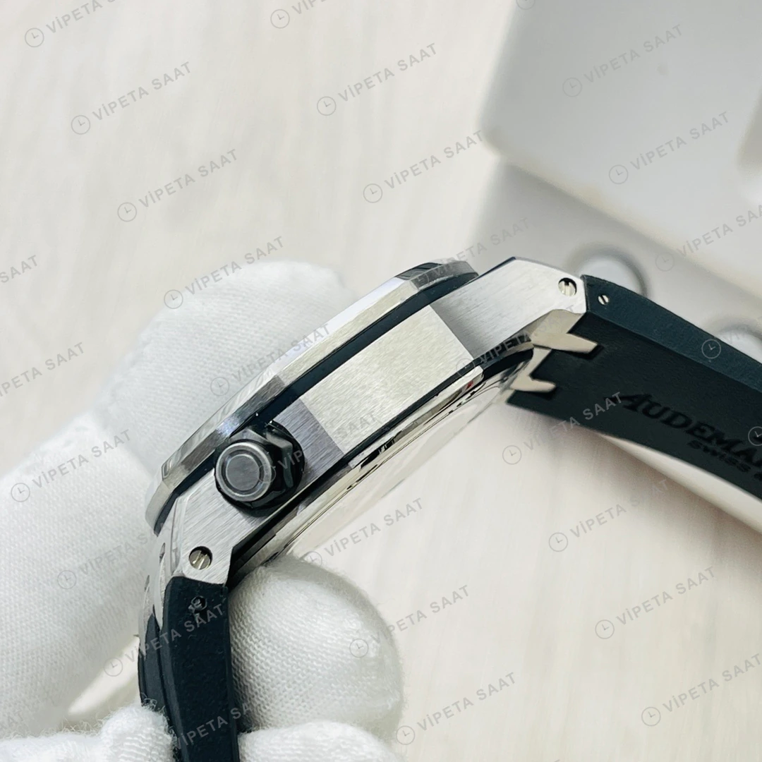 Audemars Piguet Royal Oak Offshore Diver Siyah Kadran Çelik 42mm Super Clone ETA Eta Saat detay 7