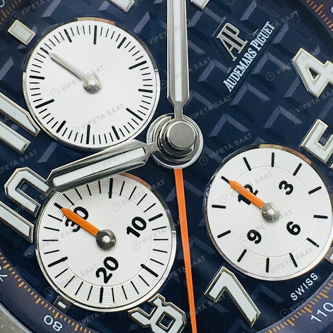 Audemars Piguet Royal Oak Offshore Kronograf Mavi Kadran Çelik 42mm Super Clone ETA Eta Saat detay 8