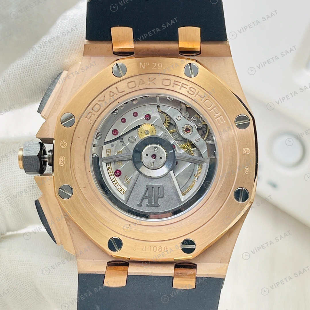 Audemars Piguet Royal Oak Offshore Kronograf Siyah Kadran Gold 42mm Super Clone ETA Eta Saat yan görünüm
