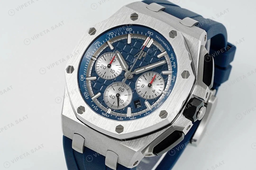 Audemars Piguet 26420 Royal Oak Offshore Mavi Kadran 44mm Super Clone ETA Saat detay 6