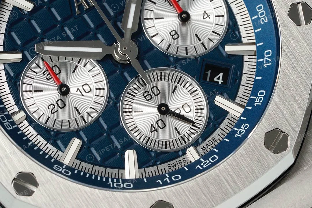 Audemars Piguet 26420 Royal Oak Offshore Mavi Kadran 44mm Super Clone ETA Saat detay 7