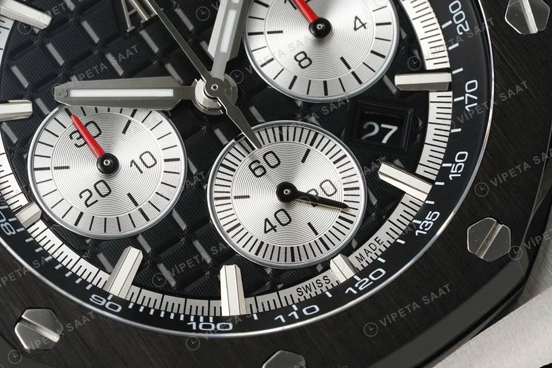 Audemars Piguet 26420 Royal Oak Offshore Siyah Kadran 44mm Super Clone ETA Saat detay 5