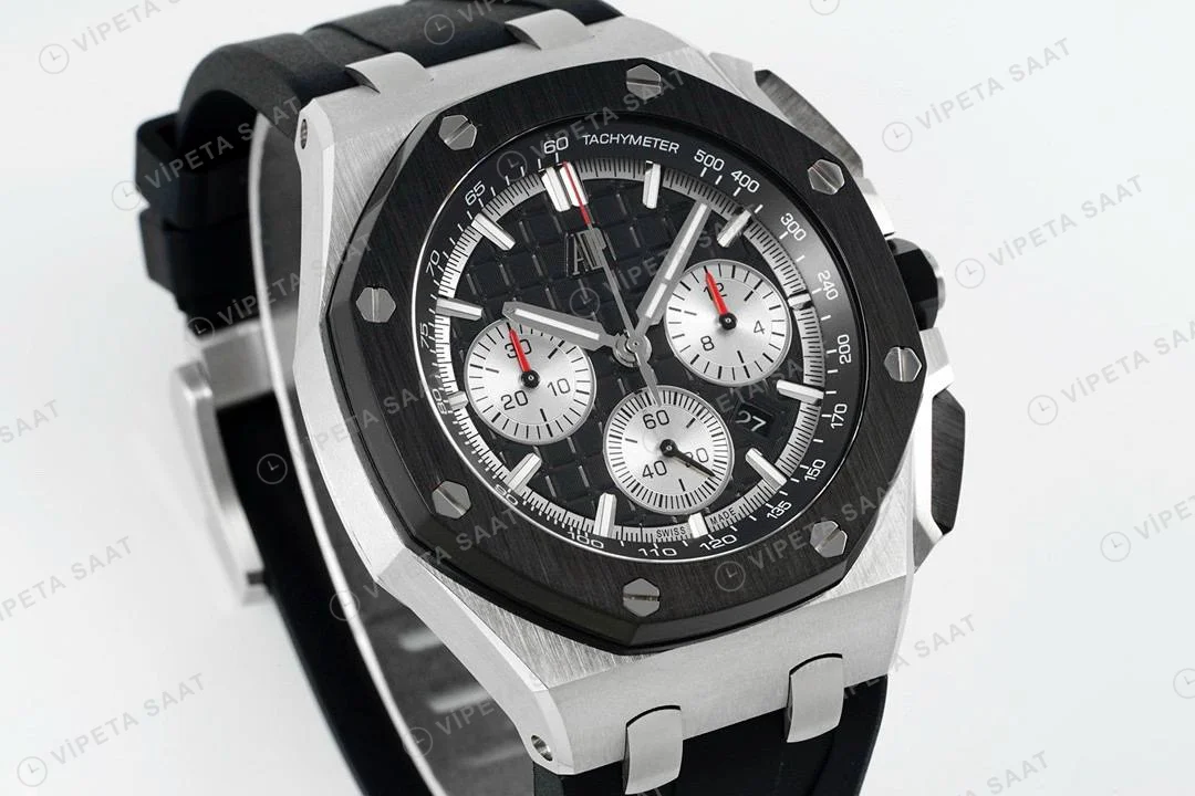 Audemars Piguet 26420 Royal Oak Offshore Siyah Kadran 44mm Super Clone ETA Saat detay 6