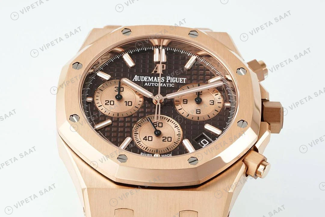 Audemars Piguet Royal Oak Rose 26239or Kahve Kadran Aps Factory 4401 Super Clone ETA Saat yan görünüm