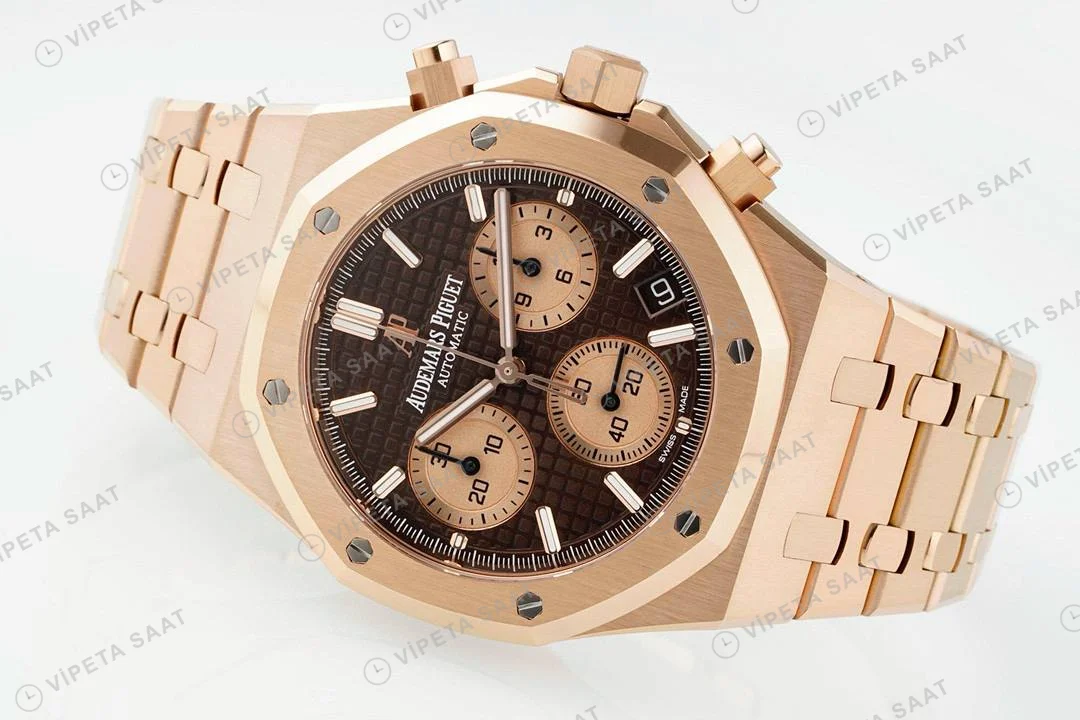 Audemars Piguet Royal Oak Rose 26239or Kahve Kadran Aps Factory 4401 Super Clone ETA Saat detay 8