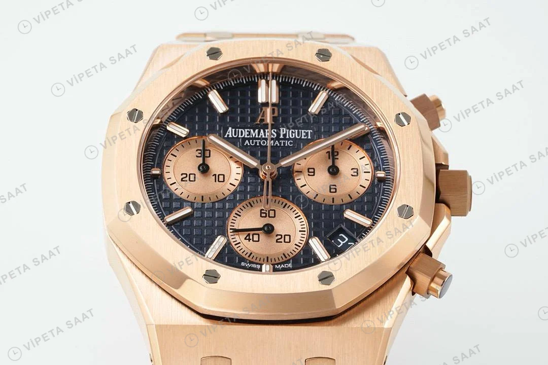 Audemars Piguet Royal Oak Rose 26239or Mavi Kadran Aps Factory 4401 Super Clone ETA Saat detay 5