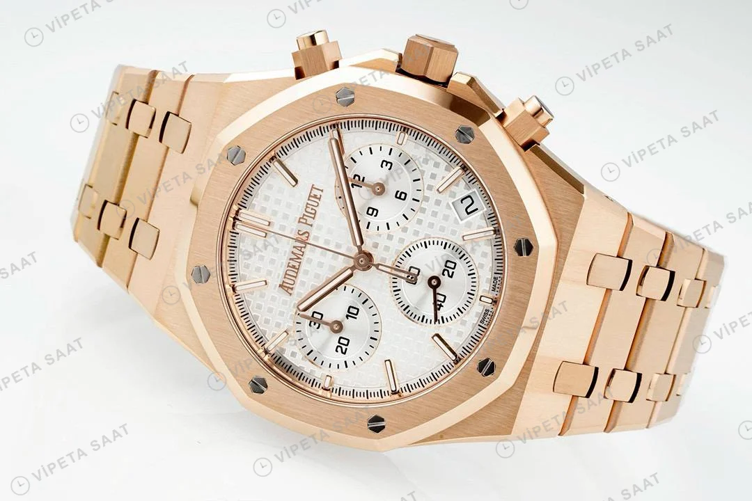 Audemars Piguet Royal Oak Rose 26320or Gümüş Kadran Aps Factory 4401 Super Clone ETA Saat detay 3