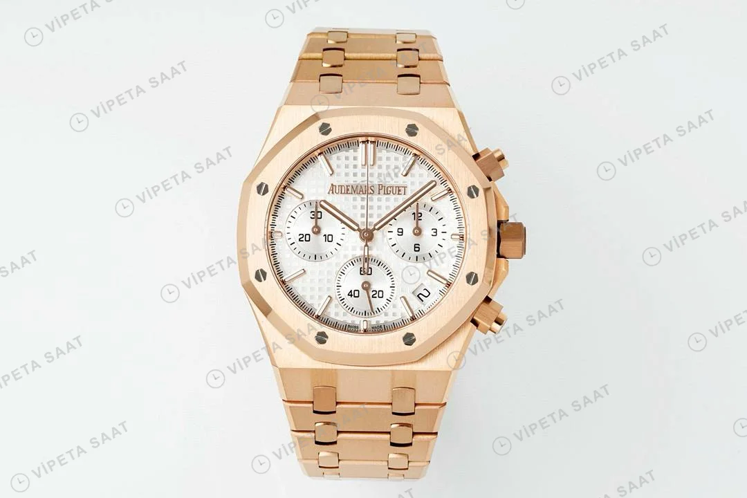 Audemars Piguet Royal Oak Rose 26320or Gümüş Kadran Aps Factory 4401 Super Clone ETA Saat detay 5