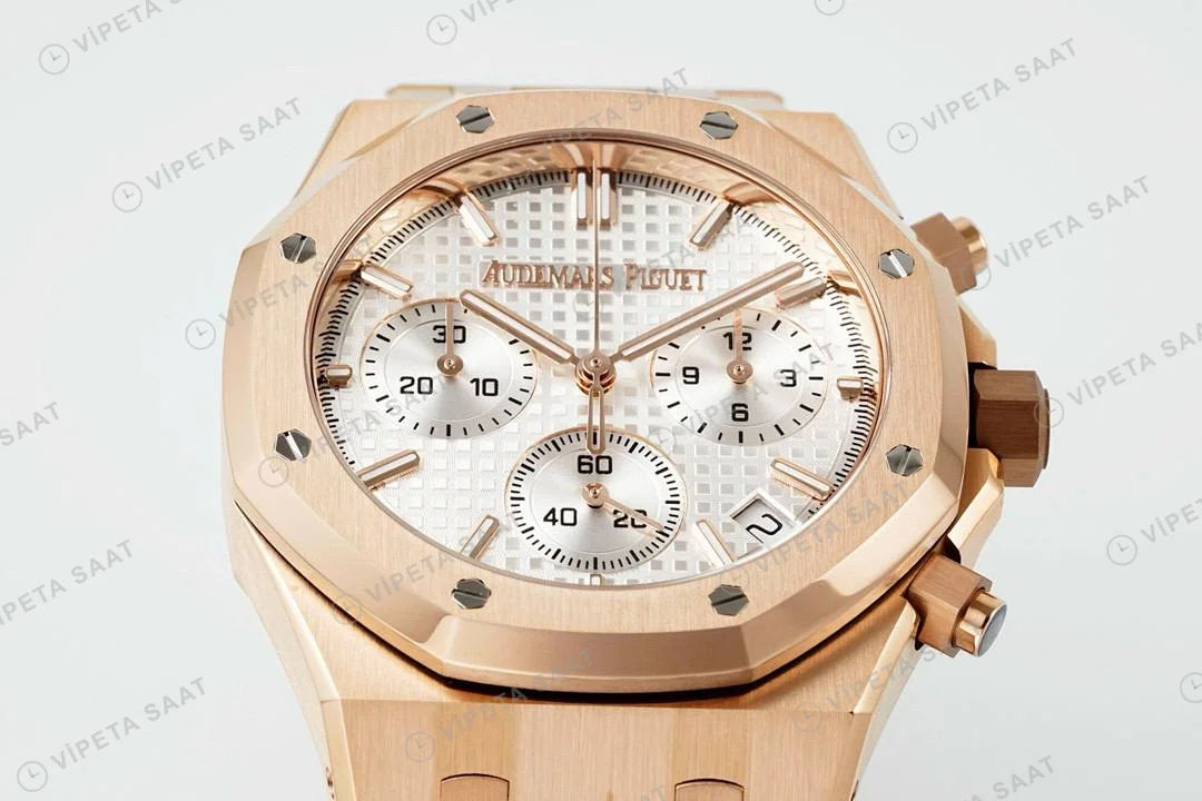 Audemars Piguet Royal Oak Rose 26320or Gümüş Kadran Aps Factory 4401 Super Clone ETA Saat detay 6
