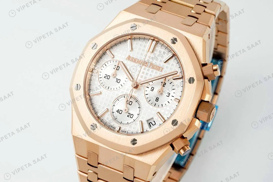 Audemars Piguet Royal Oak Rose 26320or Gümüş Kadran Aps Factory 4401 Super Clone ETA Saat detay 9