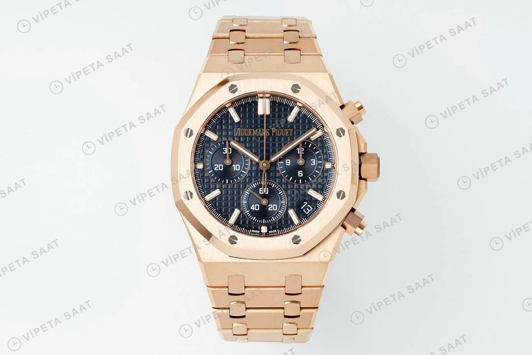 Audemars Piguet Royal Oak Rose Kasa 26240or Mavi Kadran Aps Factory 4401 Super Clone ETA Saat detay 5