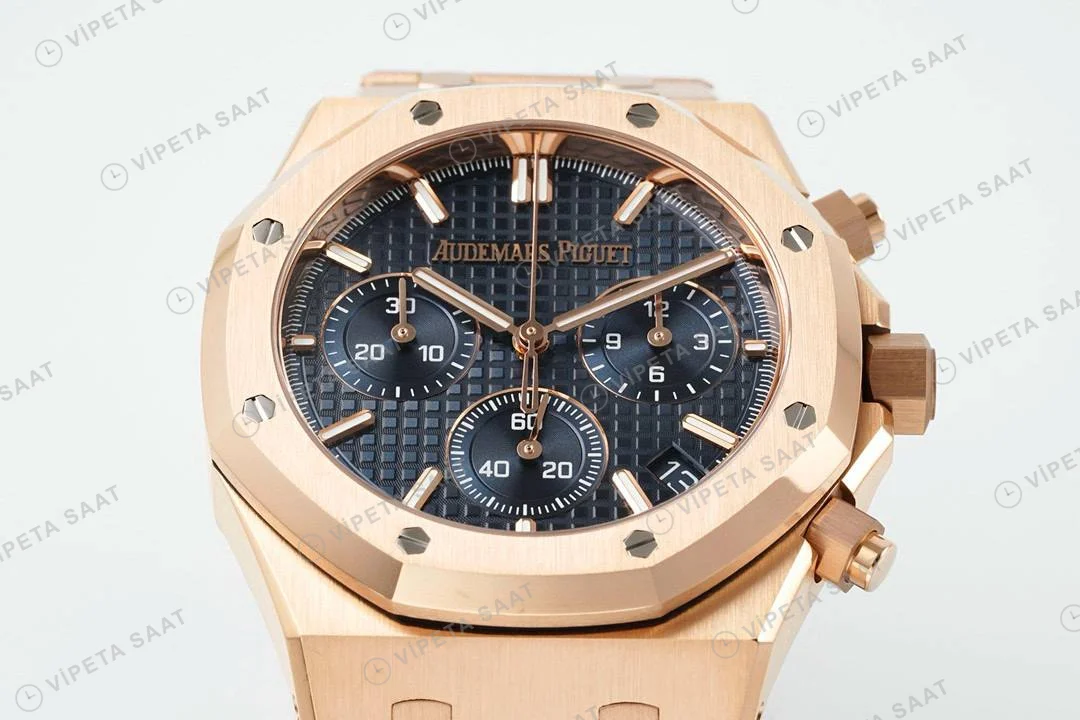 Audemars Piguet Royal Oak Rose Kasa 26240or Mavi Kadran Aps Factory 4401 Super Clone ETA Saat detay 8