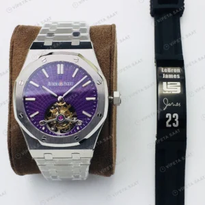Audemars Piguet Royal Oak Tourbillon Mor Kadran Çelik 41mm Super Clone ETA Eta Saat detay 7