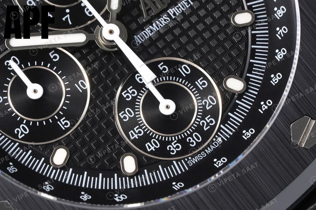 Audemars Piguet Royal Offshore Chronograph 44 Black Super Clone ETA Saat detay 11