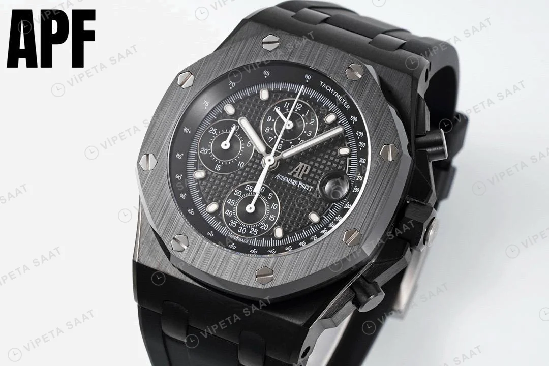 Audemars Piguet Royal Offshore Chronograph 44 Black Super Clone ETA Saat detay 12