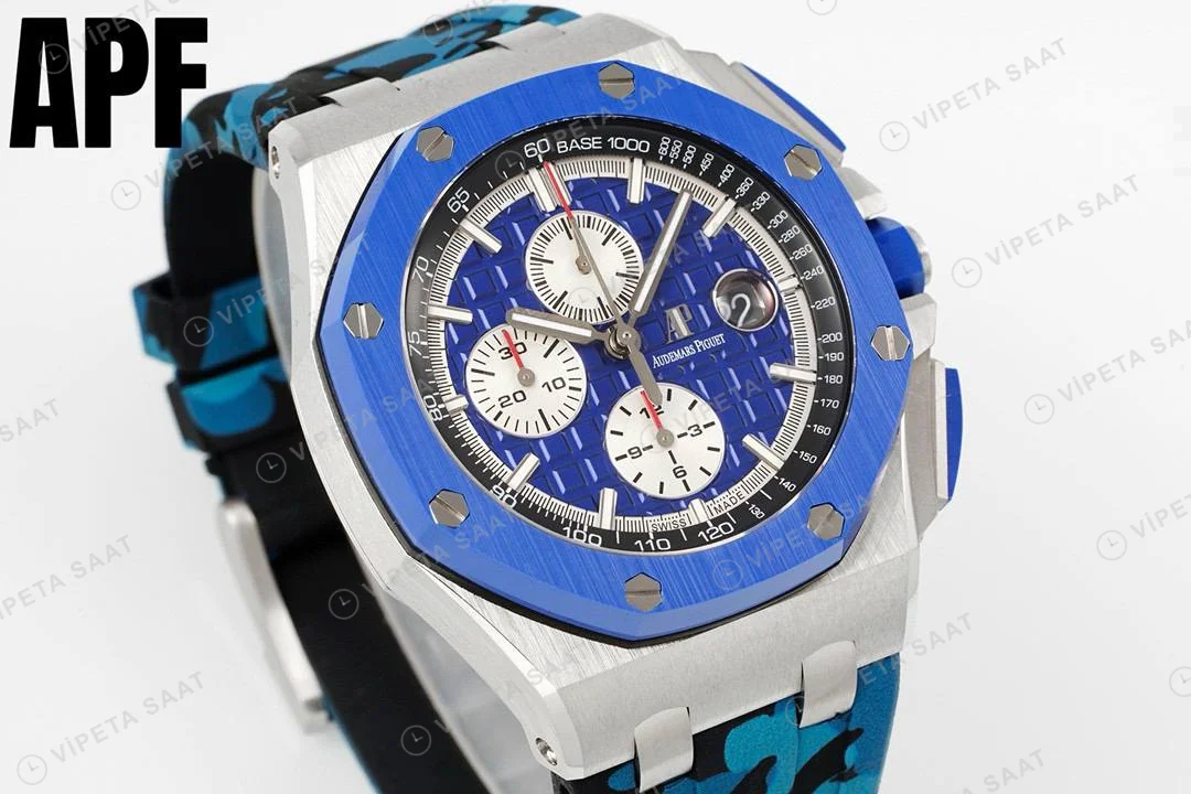 Audemars Piguet Royal Offshore Chronograph 44 Blue Super Clone ETA Saat detay 4