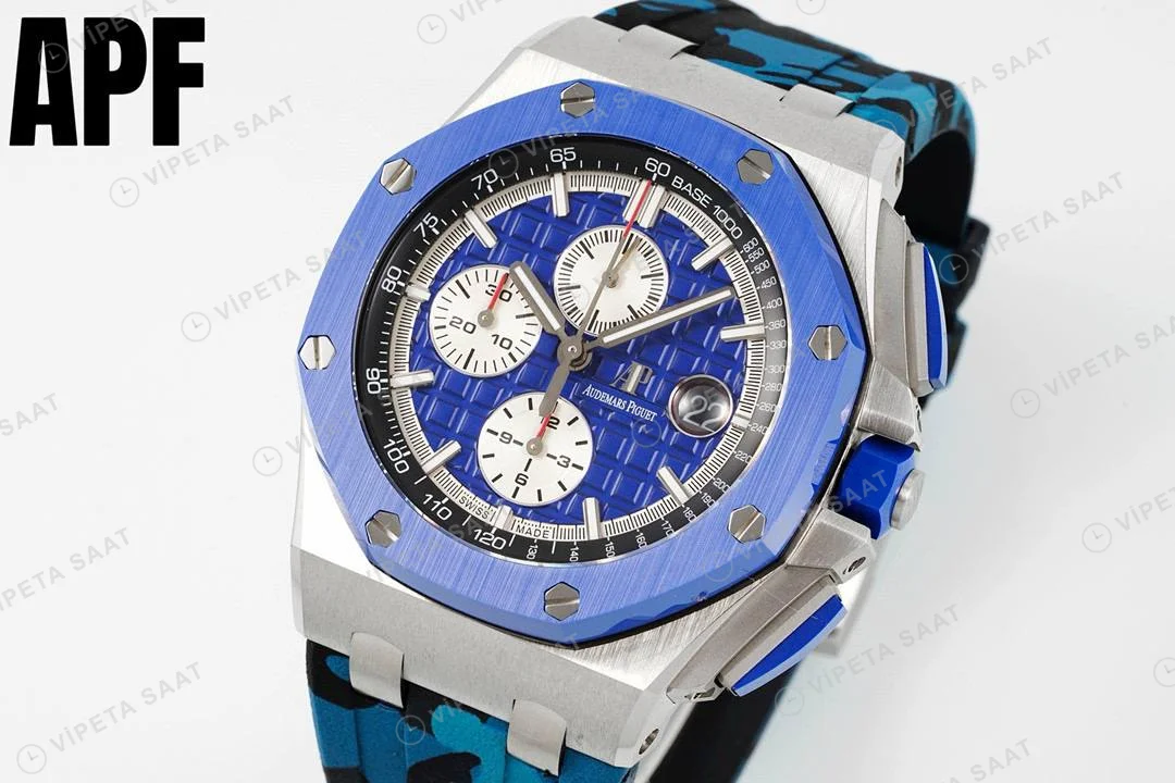 Audemars Piguet Royal Offshore Chronograph 44 Blue Super Clone ETA Saat detay 5