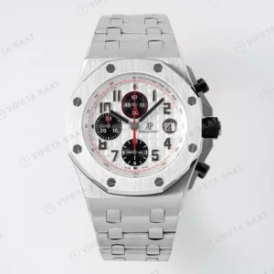 Audemars Piguet White Dial Silver Chronograph 44mm ETA Saat karşıdan görünüm