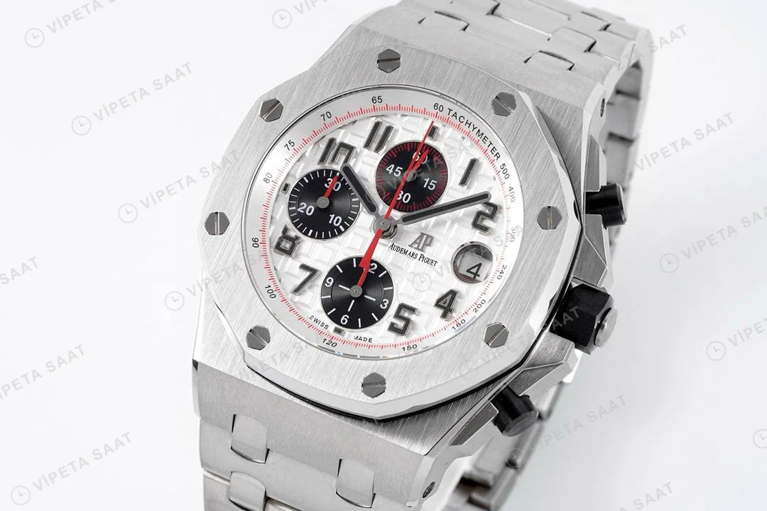 Audemars Piguet White Dial Silver Chronograph 44mm ETA Saat detay 9