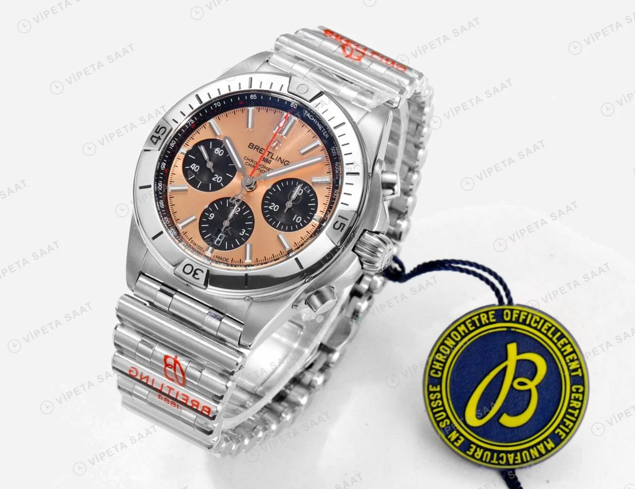 Breitling Chronomat B01 42 Bakır Kadran Çelik AB0134101K1A1 Super Clone ETA Saat detay 5