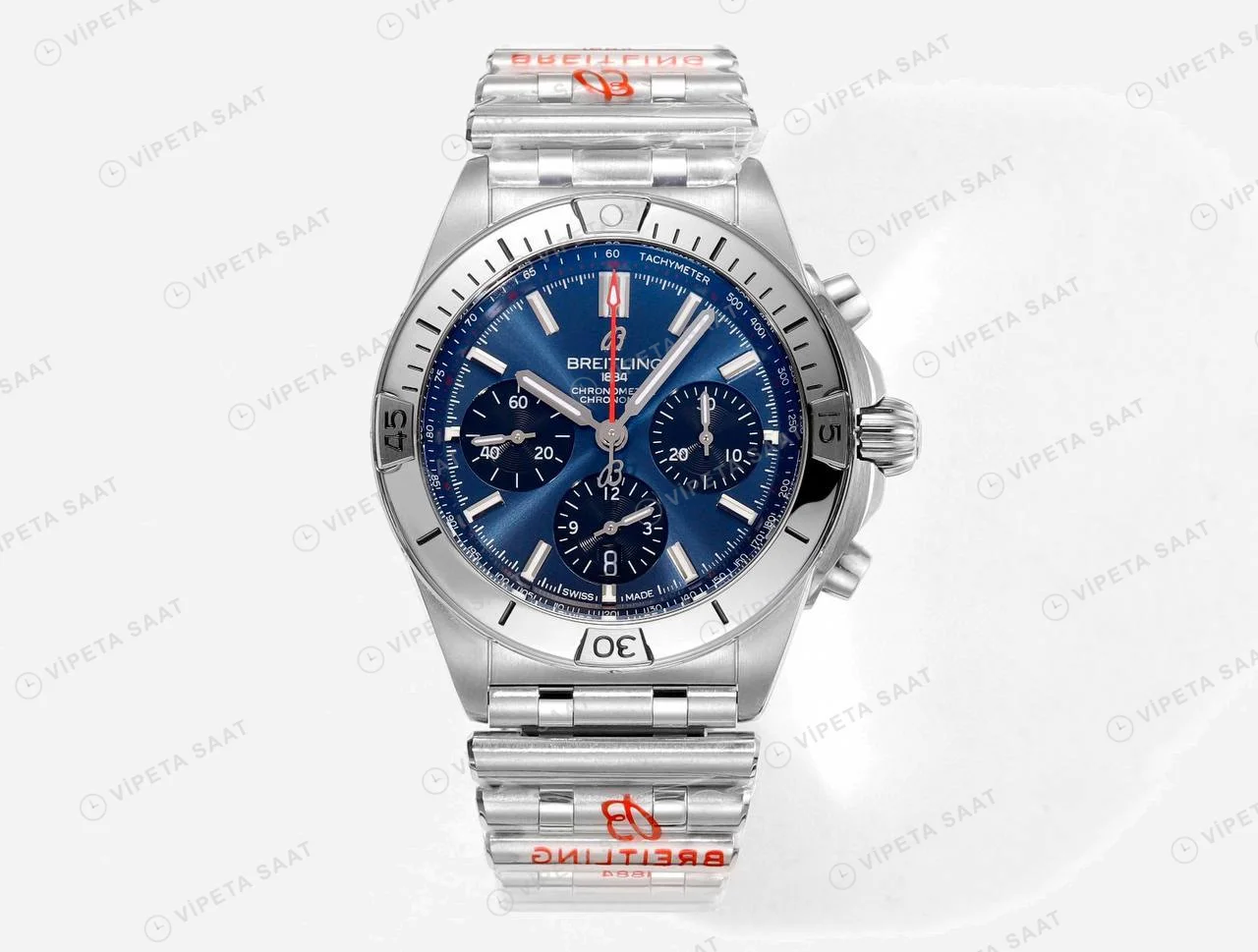 Breitling Chronomat B01 42 Beyaz Kadran Çelik AB0134101C1A1 Super Clone ETA Saat karşıdan görünüm