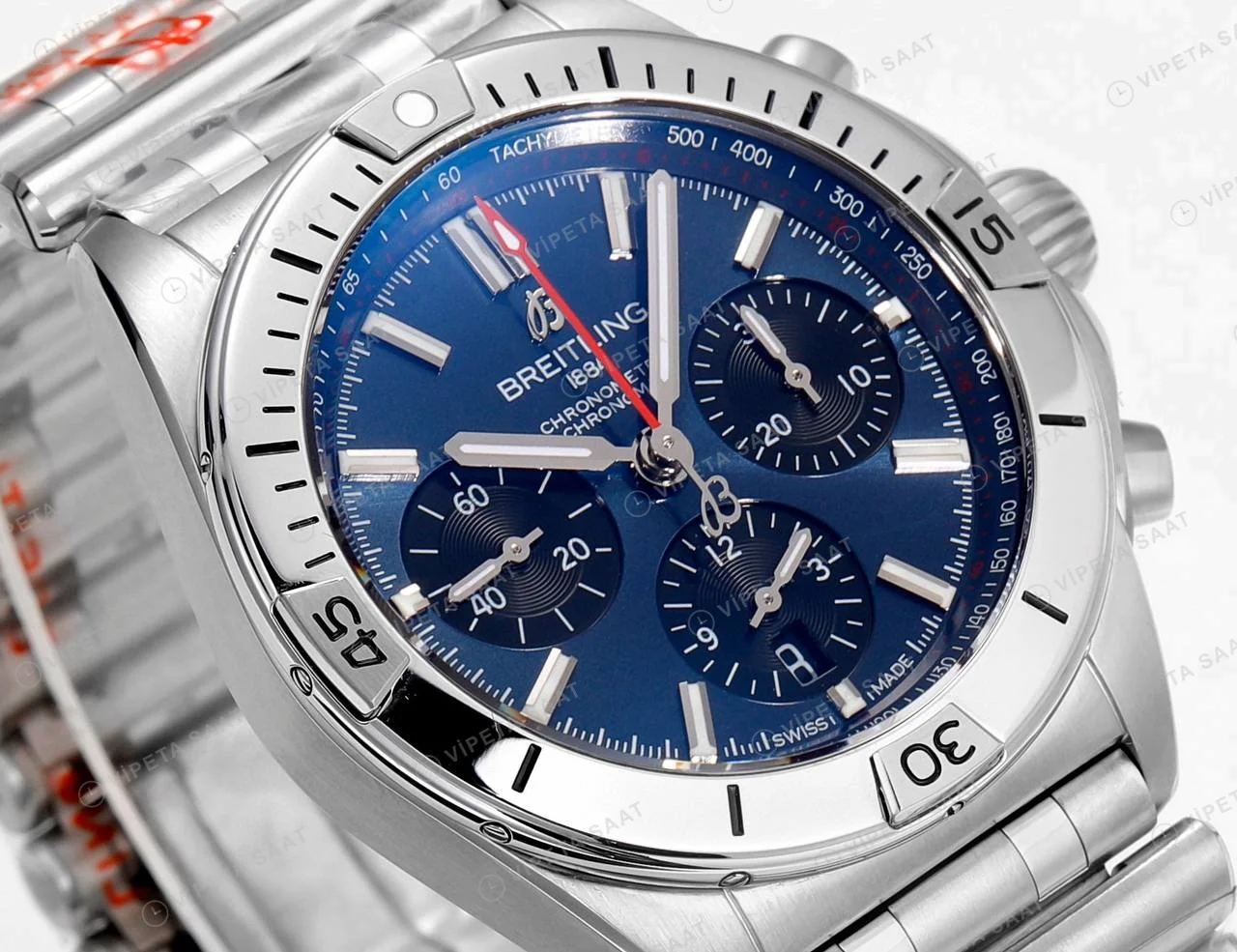 Breitling Chronomat B01 42 Beyaz Kadran Çelik AB0134101C1A1 Super Clone ETA Saat detay 4