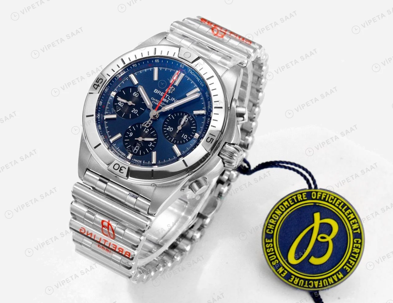 Breitling Chronomat B01 42 Beyaz Kadran Çelik AB0134101C1A1 Super Clone ETA Saat detay 5