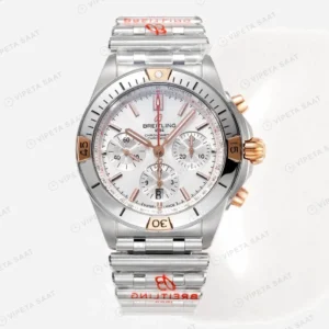 Breitling Chronomat B01 42 Çelik Rose Gold Beyaz Kadran IB0134101G1A1 Super Clone ETA Saat karşıdan görünüm
