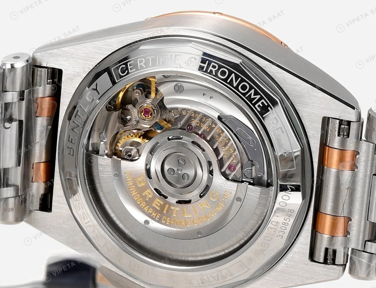 Breitling Chronomat B01 42 Çelik Rose Gold Beyaz Kadran IB0134101G1A1 Super Clone ETA Saat detay 9