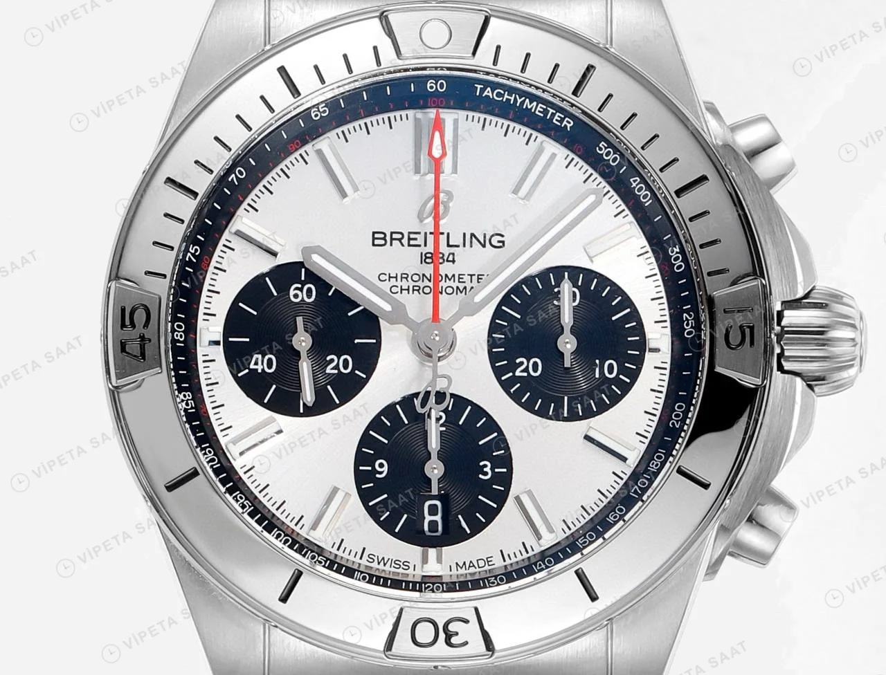 Breitling Chronomat B01 42 Gümüş Kadran Çelik AB0134101G1A1 Super Clone ETA Saat detay 2
