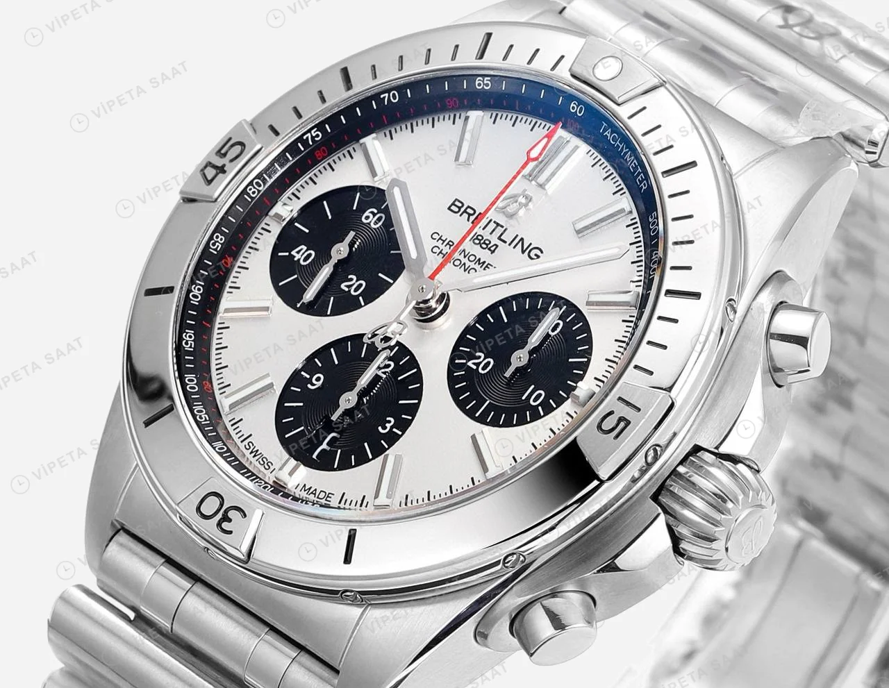 Breitling Chronomat B01 42 Gümüş Kadran Çelik AB0134101G1A1 Super Clone ETA Saat detay 3