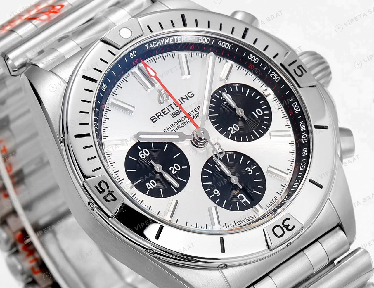 Breitling Chronomat B01 42 Gümüş Kadran Çelik AB0134101G1A1 Super Clone ETA Saat detay 4