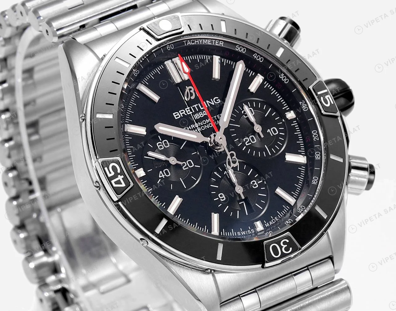 Breitling Chronomat B01 42 Mavi Kadran Çelik AB0134101B1A1 Super Clone ETA Saat detay 3