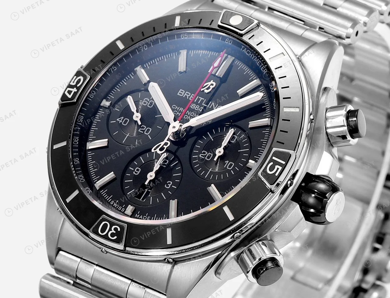 Breitling Chronomat B01 42 Mavi Kadran Çelik AB0134101B1A1 Super Clone ETA Saat detay 6