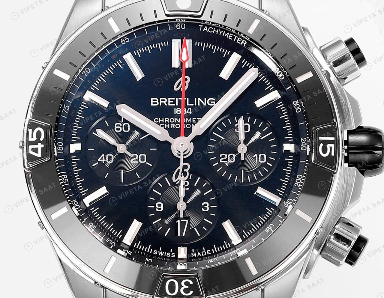 Breitling Chronomat B01 42 Mavi Kadran Çelik AB0134101B1A1 Super Clone ETA Saat detay 7