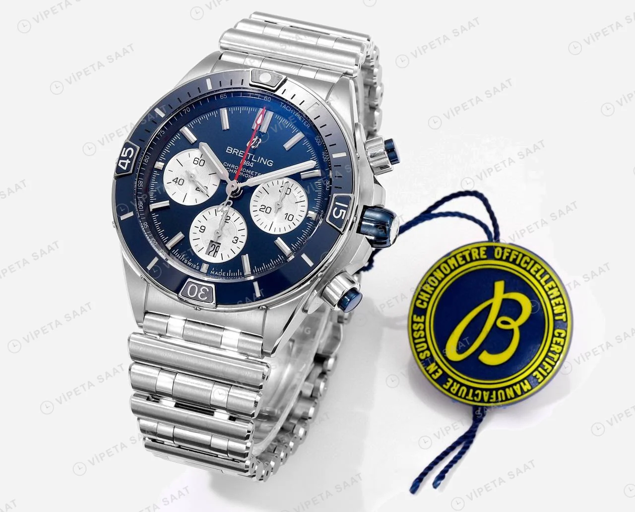 Breitling Chronomat B01 42 Siyah Kadran Siyah Çerçeve AB0136161C1A1 Super Clone ETA Saat detay 2