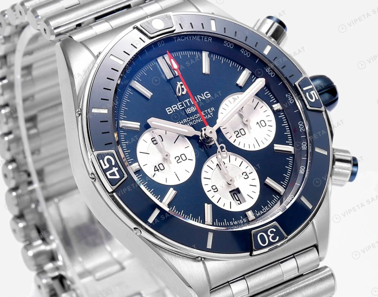 Breitling Chronomat B01 42 Siyah Kadran Siyah Çerçeve AB0136161C1A1 Super Clone ETA Saat detay 6