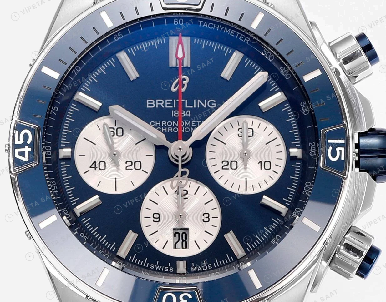 Breitling Chronomat B01 42 Siyah Kadran Siyah Çerçeve AB0136161C1A1 Super Clone ETA Saat detay 7