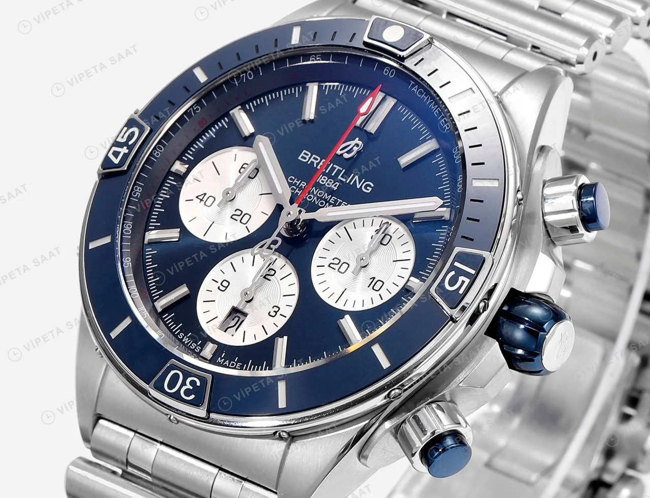 Breitling Chronomat B01 42 Siyah Kadran Siyah Çerçeve AB0136161C1A1 Super Clone ETA Saat detay 8