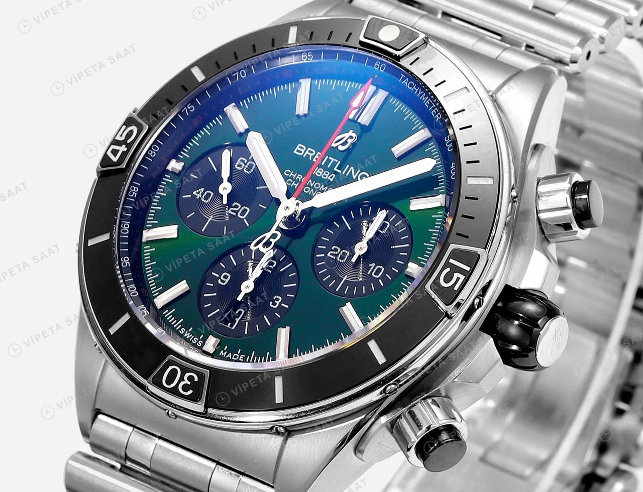 Breitling Chronomat B01 42 Yeşil Kadran Çelik AB0136251L1S1 Super Clone ETA Saat detay 5