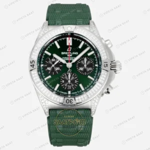 Breitling Chronomat B01 42 Yeşil Pırlanta karşıdan görünüm