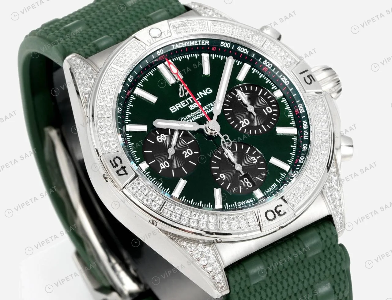 Breitling Chronomat B01 42 Yeşil Pırlanta detay 5