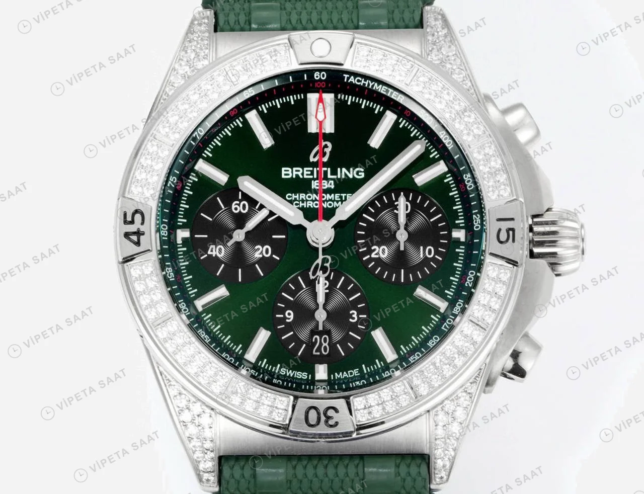 Breitling Chronomat B01 42 Yeşil Pırlanta detay 6