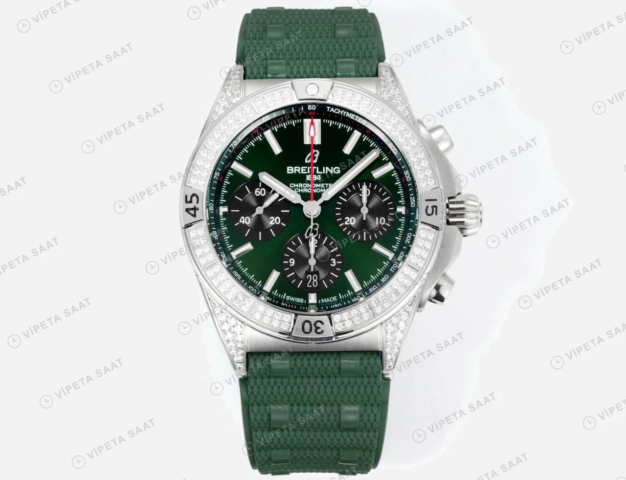 Breitling Chronomat B01 42 Yeşil Pırlanta detay 7