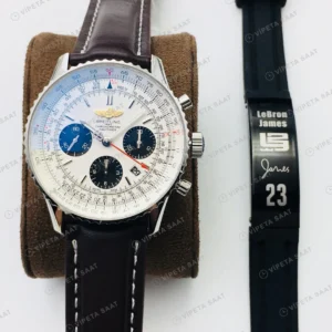 Breitling Navitimer Kronograf Beyaz Kadran Çelik Super Clone ETA Eta Saat karşıdan görünüm