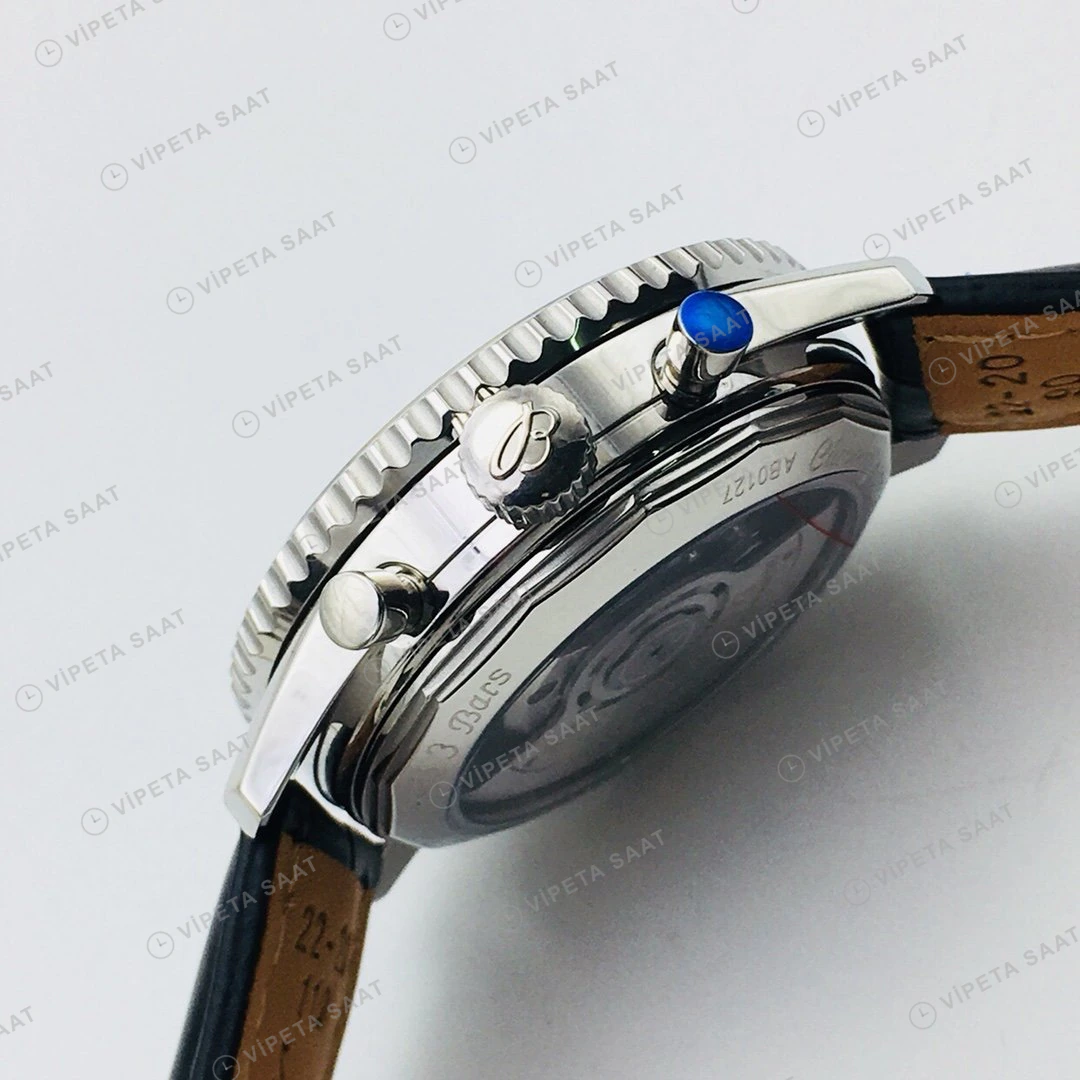 Breitling Navitimer Kronograf Mavi Kadran Çelik Super Clone ETA 2 Eta Saat detay 9