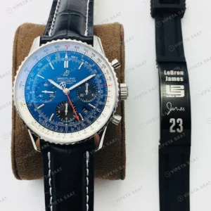 Breitling Navitimer Kronograf Mavi Kadran Çelik Super Clone ETA 2 Eta Saat karşıdan görünüm