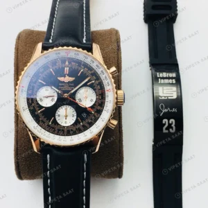 Breitling Navitimer Kronograf Siyah Kadran Gold Super Clone ETA Eta Saat karşıdan görünüm