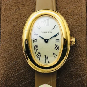 Cartier Baignoire Beyaz Kadran Gold Super Clone ETA Eta Saat karşıdan görünüm
