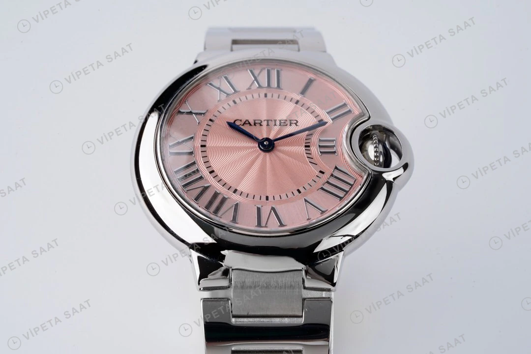 Cartier Ballon Bleu Pembe Kadran Çelik 33mm Super Clone ETA Eta Saat detay 3
